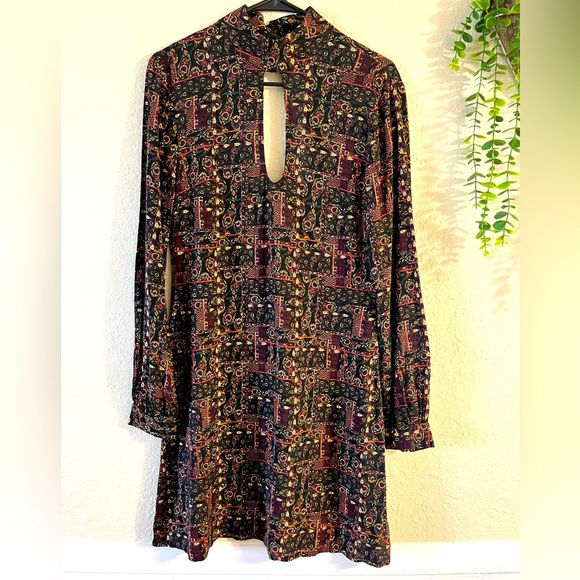 Earthbound Trading Company Boho Paisley Black Dress Size Medium - Picture 1 of 10